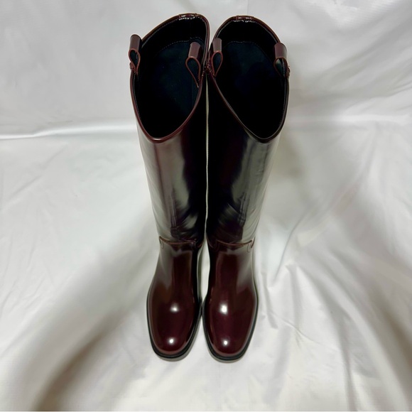 ZARA Oxblood / Burgundy Leather Knee-High Riding Boots | Flat sz 40 - Picture 6 of 10